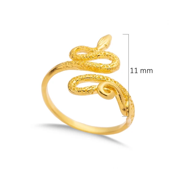 Snake Vintage 22 Karat Gold Adjustable 925 Silver Ring