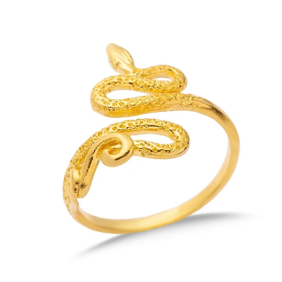 Snake Vintage 22 Karat Gold Adjustable 925 Silver Ring