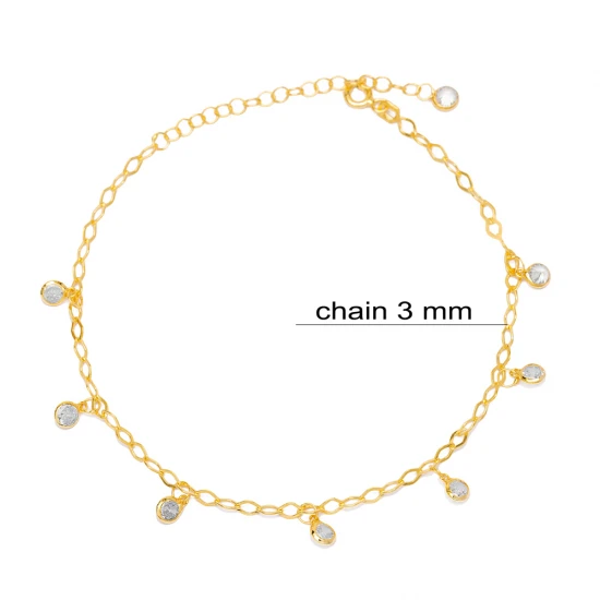 Shaker Clear CZ Mirror Chain Women 925 Silver Anklet Shaker Clear CZ Mirror Chain Women 925 Silver Anklet