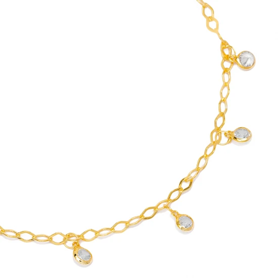 Shaker Clear CZ Mirror Chain Women 925 Silver Anklet Shaker Clear CZ Mirror Chain Women 925 Silver Anklet