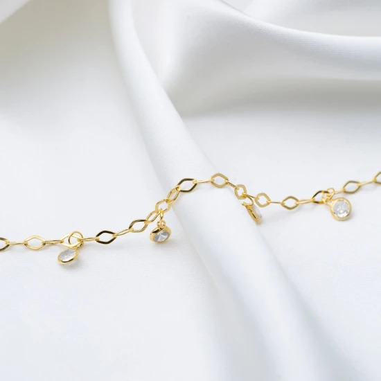 Shaker Clear CZ Mirror Chain Women 925 Silver Anklet Shaker Clear CZ Mirror Chain Women 925 Silver Anklet