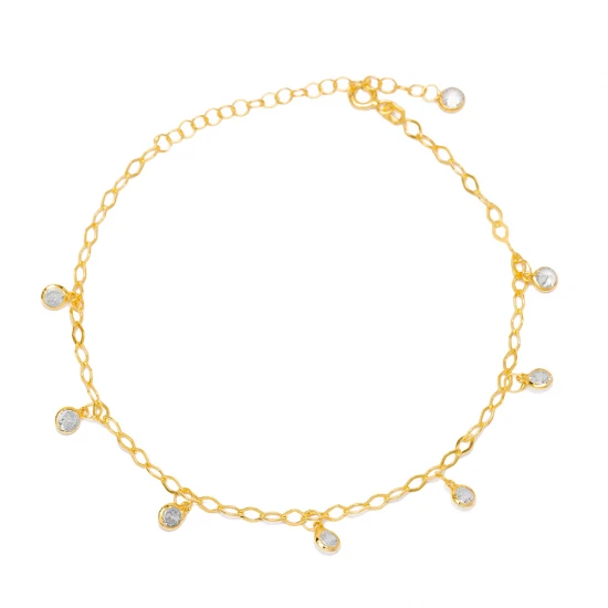 Shaker Clear CZ Mirror Chain Women 925 Silver Anklet Shaker Clear CZ Mirror Chain Women 925 Silver Anklet