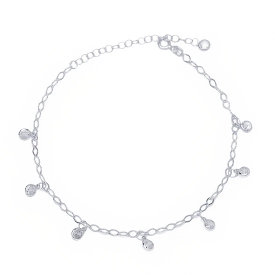 Shaker Clear CZ Mirror Chain Women 925 Silver Anklet Shaker Clear CZ Mirror Chain Women 925 Silver Anklet