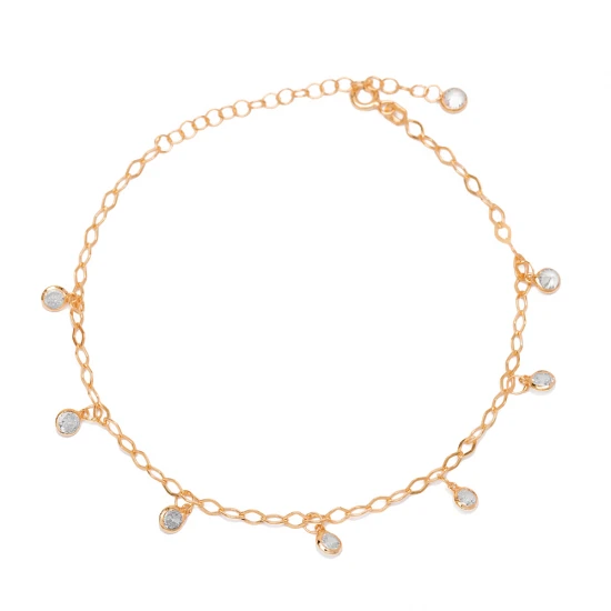 Shaker Clear CZ Mirror Chain Women 925 Silver Anklet Shaker Clear CZ Mirror Chain Women 925 Silver Anklet