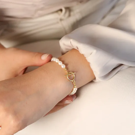 Freshwater Pearl Lock 925 Sterling Silver Bracelet