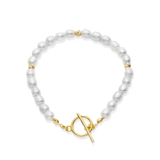 Freshwater Pearl Lock 925 Sterling Silver Bracelet
