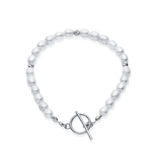 Freshwater Pearl Lock 925 Sterling Silver Bracelet
