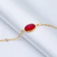 Ruby Quartz Gold Bezel Oval Shape 925 Silver Bracelet | 925 Sterling Silver Wholesale | Sade Silver Ruby Quartz Gold Bezel Oval Shape 925 Silver Bracelet - Sade 925 Silver Jewelry
