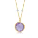 Purple Quartz Round Enamel Gold Chain Silver Necklace Purple Quartz Round Enamel Gold Chain Silver Necklace