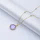 Purple Quartz Round Enamel Gold Chain Silver Necklace Purple Quartz Round Enamel Gold Chain Silver Necklace