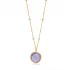 Purple Quartz Round Enamel Gold Chain Silver Necklace