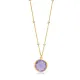 Purple Quartz Round Enamel Gold Chain Silver Necklace Purple Quartz Round Enamel Gold Chain Silver Necklace
