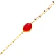 Ruby Quartz Oval Design Gold Bezel Charm Silver Bracelet Ruby Quartz Oval Design Gold Bezel Charm Silver Bracelet