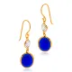 Sapphire Quartz Oval 22K Gold Bezel 925 Silver Hook Earrings Sapphire Quartz Oval 22K Gold Bezel 925 Silver Hook Earrings