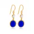 Sapphire Quartz Oval 22K Gold Bezel 925 Silver Hook Earrings