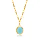 Aquamarine Quartz Oval 22K Gold Bezel Silver Charm Necklace