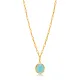 Aquamarine Quartz Oval 22K Gold Bezel Silver Charm Necklace