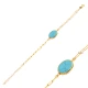Turquoise Quartz Oval Gold Bezel 925 Silver Bracelet - Sade 925 Silver Jewelry