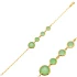 Green Quartz Round 22 Karat Gold Bezel Silver Bracelet