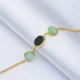 Oval Shape Quartz Stones Gold Bezel 925 Silver Bracelet - Sade 925 Silver Jewelry