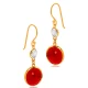 Ruby Quartz Oval 22 Karat Gold Bezel Silver Earrings | 925 Sterling Silver Wholesale | Sade Silver Ruby Quartz Oval 22 Karat Gold Bezel Silver Earrings - Sade 925 Silver Jewelry