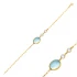 Aquamarine Quartz Oval Gold Bezel 925 Silver Bracelet