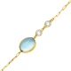 Aquamarine Quartz Oval Gold Bezel 925 Silver Bracelet - Sade 925 Silver Jewelry