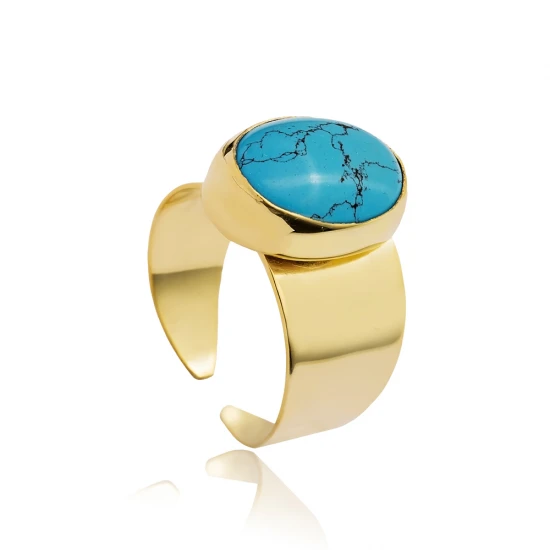 Turquoise Adjustable Sterling Silver Ring - Sade 925 Silver Jewelry