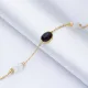 Black Quartz Oval Design Gold Bezel Bracelet Silver Jewelry Black Quartz Oval Design Gold Bezel Bracelet Silver Jewelry