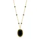 Oval Black Quartz Black Enamel Bezel Silver Necklace