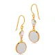 White Smoke Quartz Oval Gold Bezel 925 Silver Earrings