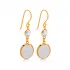 White Smoke Quartz Oval Gold Bezel 925 Silver Earrings