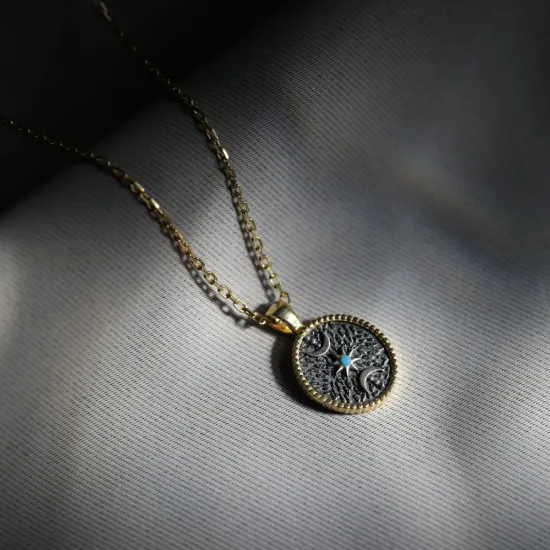 Triple Goddes Wicca Symbol 925 Sterling Silver Necklace