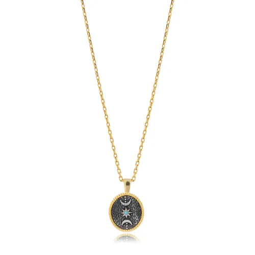 Triple Goddes Wicca Symbol 925 Sterling Silver Necklace