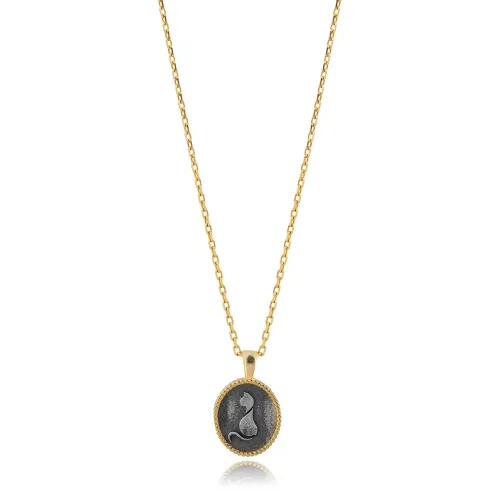 Cat Animal Design 925 Silver Charm Necklace