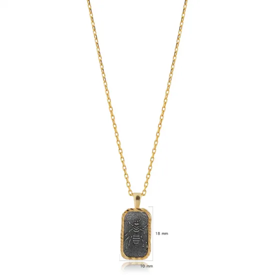 Turkish Bee Fossil 925 Sterling Silver Necklace