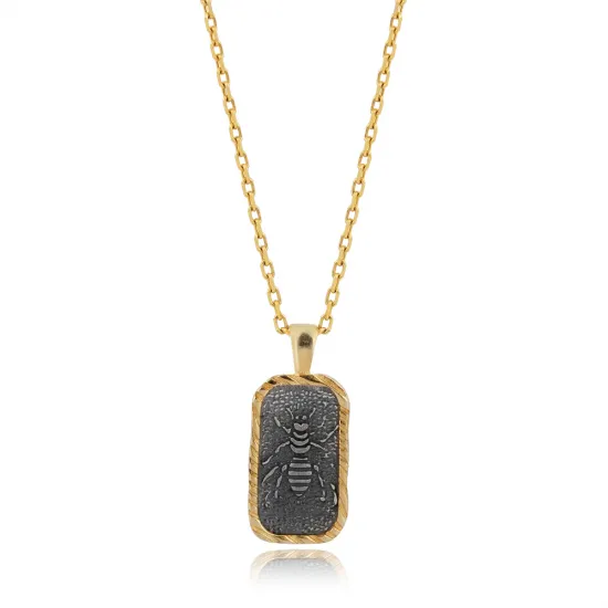 Turkish Bee Fossil 925 Sterling Silver Necklace