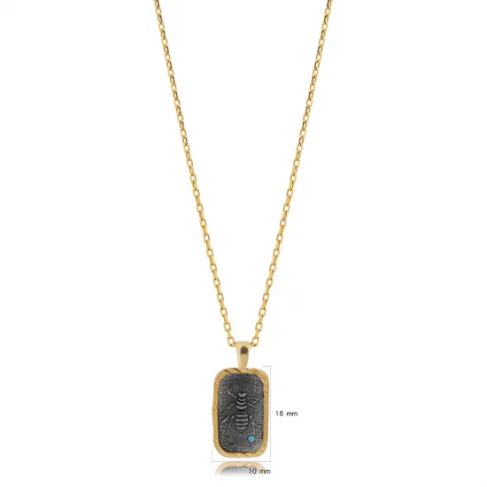 Bee Fossil Evil Eye 925 Sterling Silver Necklace Bee Fossil Evil Eye 925 Sterling Silver Necklace