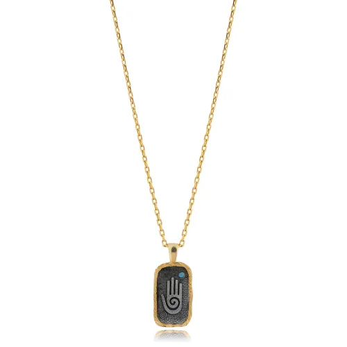 Hopi Hand Evil Eye Design Charm Necklace