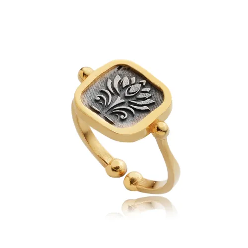 Egyptian Lotus Adjustable 925 Sterling Silver Ring
