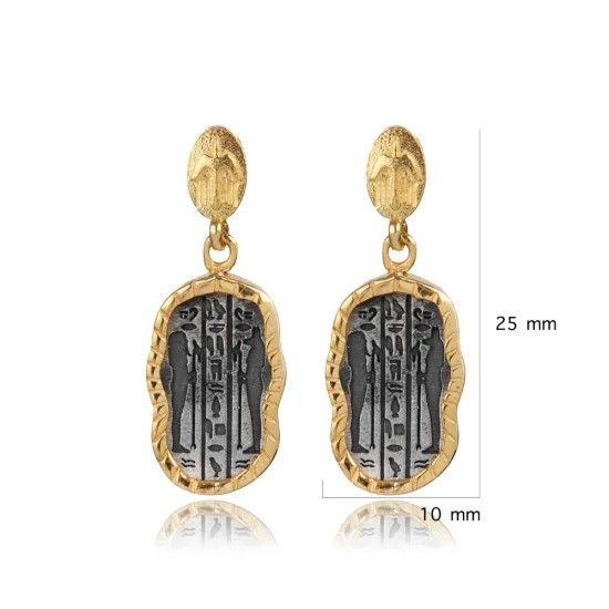 Anubis Symbol Cluster 925 Sterling Silver Earrings