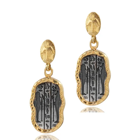 Anubis Symbol Cluster 925 Sterling Silver Earrings