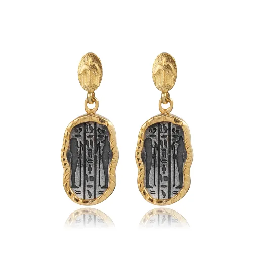 Anubis Symbol Cluster 925 Sterling Silver Earrings