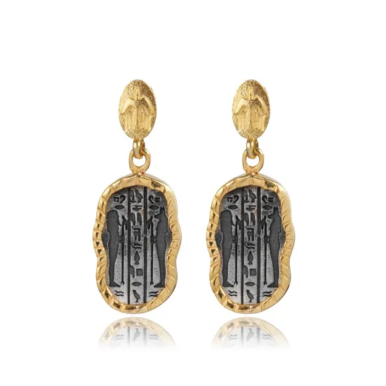 Anubis Symbol Cluster 925 Sterling Silver Earrings