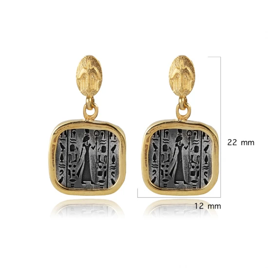Nefertiti Cluster 925 Sterling Silver Earrings Nefertiti Cluster 925 Sterling Silver Earrings