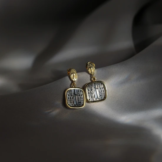 Nefertiti Cluster 925 Sterling Silver Earrings Nefertiti Cluster 925 Sterling Silver Earrings