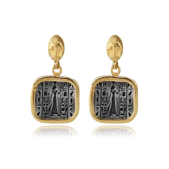 Nefertiti Cluster 925 Sterling Silver Earrings Nefertiti Cluster 925 Sterling Silver Earrings