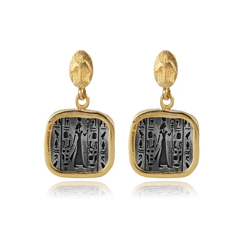 Nefertiti Cluster 925 Sterling Silver Earrings