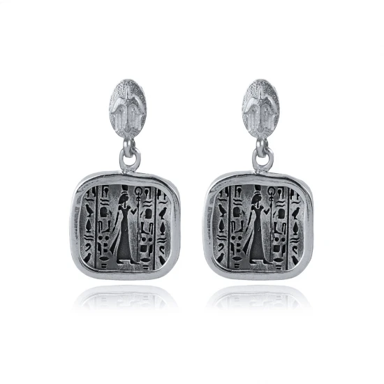 Nefertiti Cluster 925 Sterling Silver Earrings Nefertiti Cluster 925 Sterling Silver Earrings