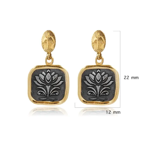 Egyptian Lotus Cluster 925 Sterling Silver Earrings